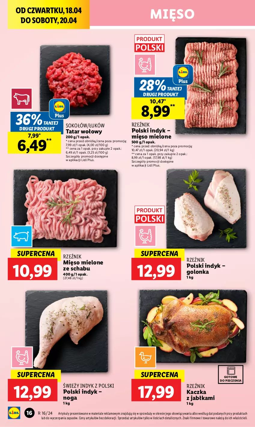 Gazetka promocyjna Lidl - GAZETKA - ważna 18.04 do 20.04.2024 - strona 22 - produkty: Jabłka, Kaczka, Mięso, Mięso mielone, Piec, Sok, Sokołów, Tatar wołowy