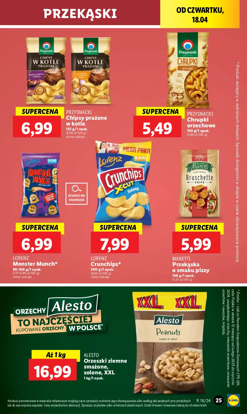 Gazetka promocyjna Lidl - GAZETKA - ważna 18.04 do 20.04.2024 - strona 31 - produkty: Chipsy, Chrupki, Crunchips, Lorenz, Migdały, Monster Munch, Orzeszki, Orzeszki ziemne, Przysnacki