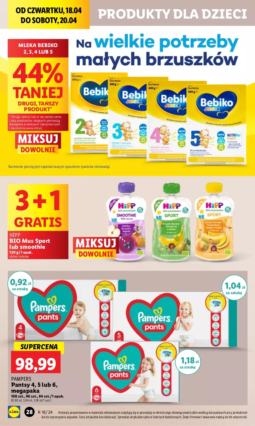 Gazetka promocyjna Lidl - GAZETKA - ważna 18.04 do 20.04.2024 - strona 34 - produkty: Bebiko, Dzieci, Gra, HiPP, Hipp Bio, Karmi, Mus, Pampers, Por, Smoothie, Sport