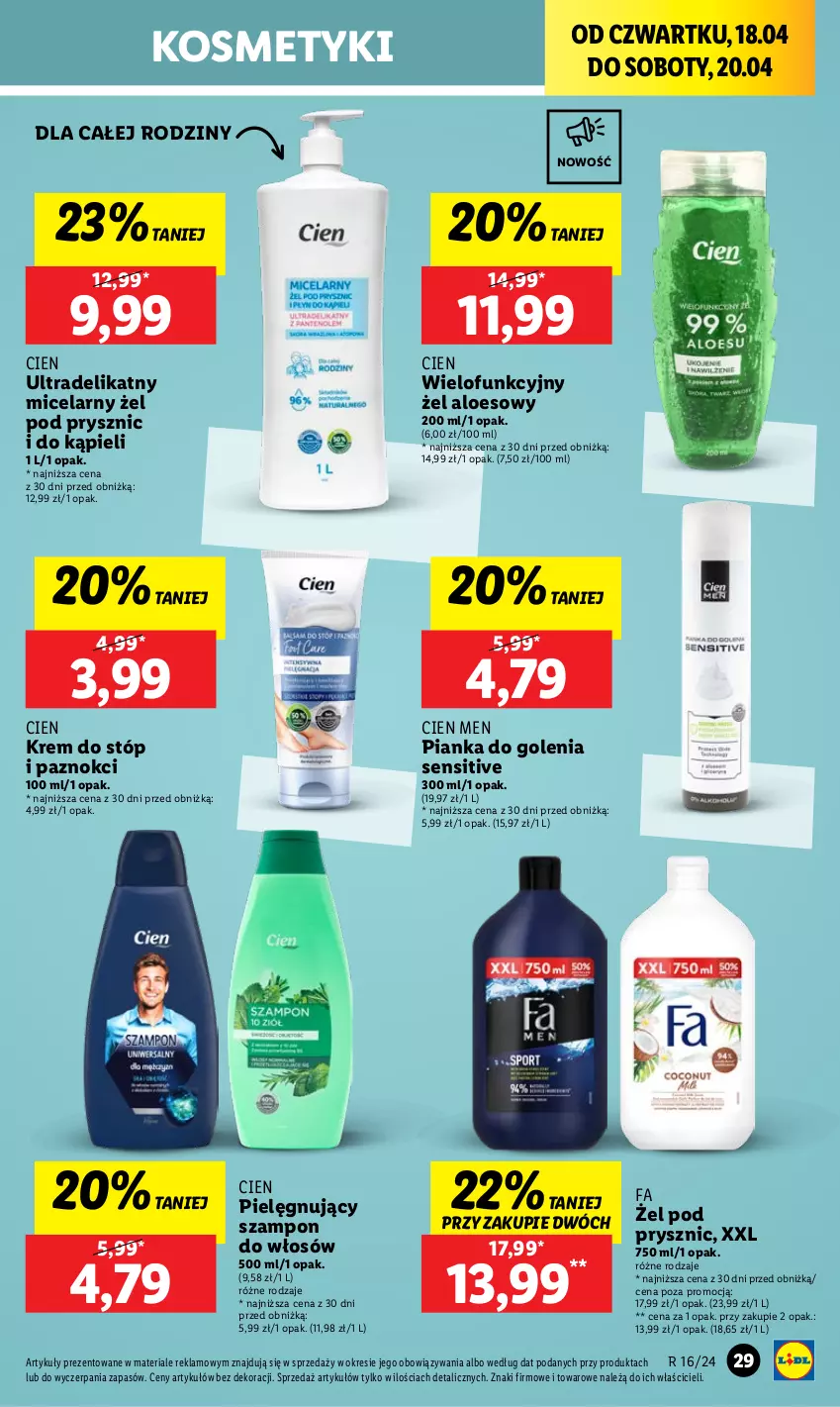 Gazetka promocyjna Lidl - GAZETKA - ważna 18.04 do 20.04.2024 - strona 39 - produkty: Fa, Krem do stóp, Pianka do golenia, Szampon