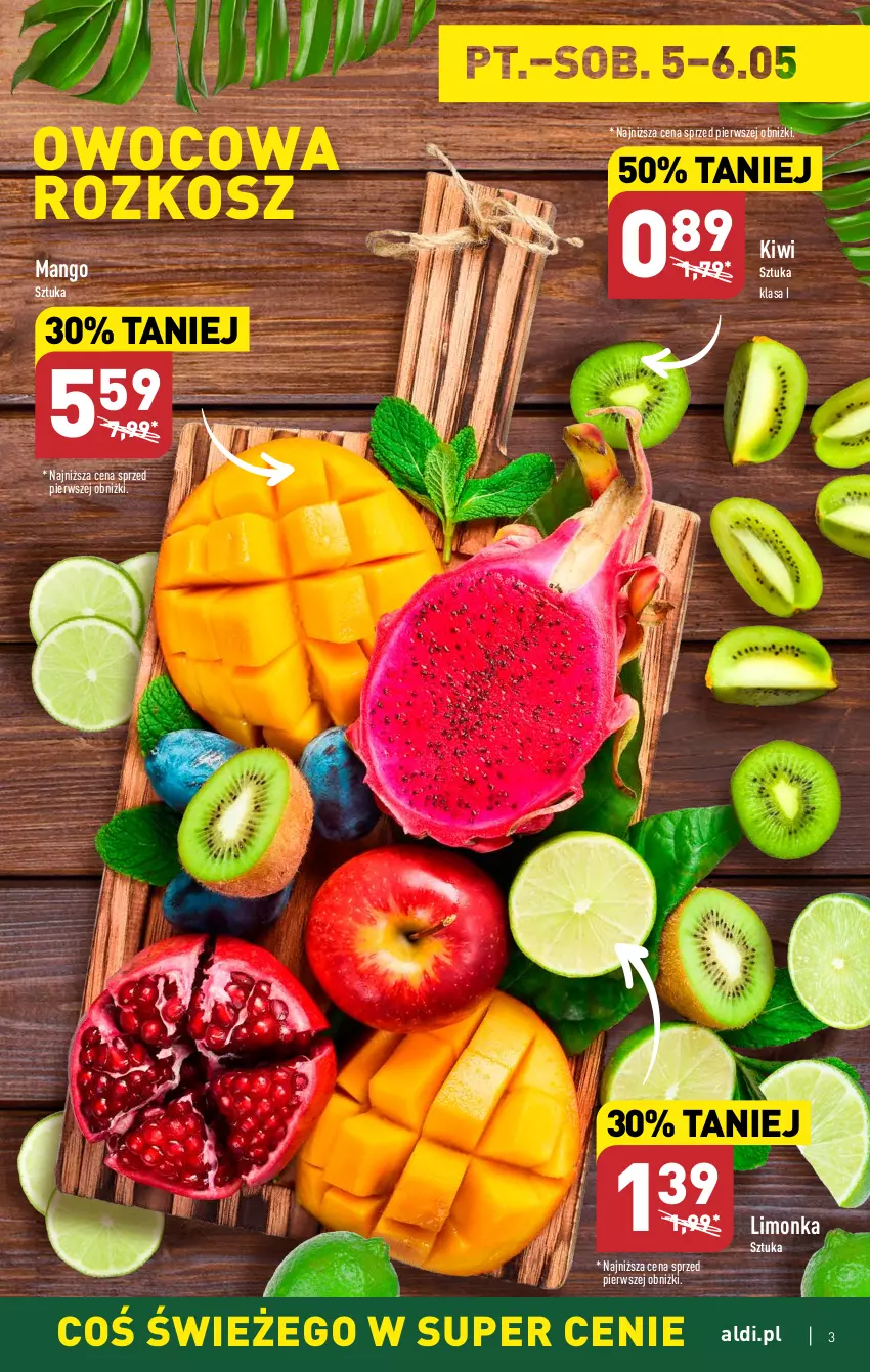 Gazetka promocyjna Aldi - Pełen katalog - ważna 04.05 do 06.05.2023 - strona 3 - produkty: Kiwi, Kosz, Limonka, Mango