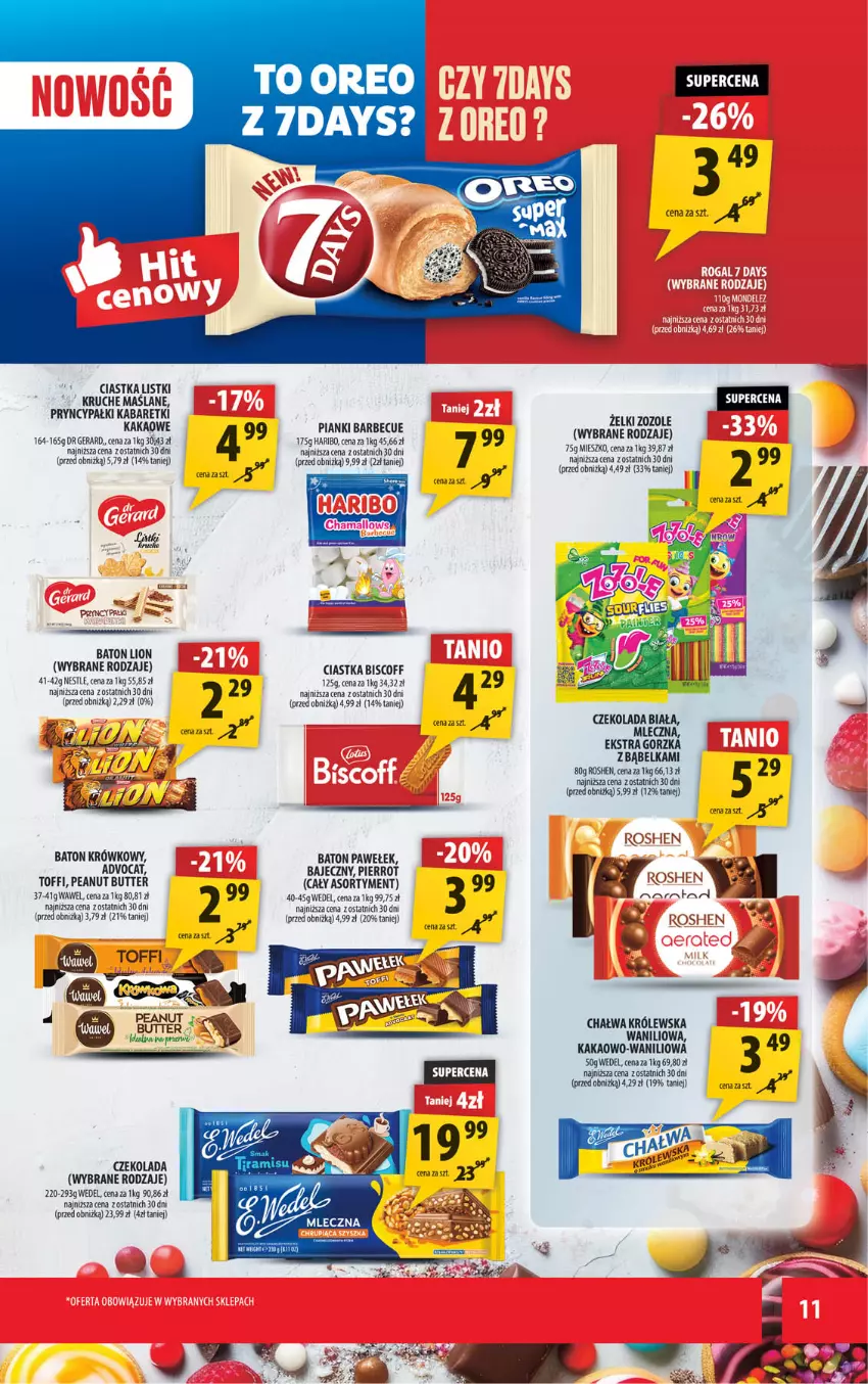 Gazetka promocyjna Arhelan - Gazetka - ważna 08.05 do 17.05.2026 - strona 11 - produkty: Baton, Chałwa, Ciastka, Czekolada, Dr Gerard, Haribo, Kakao, Lion, Saska, Wawel