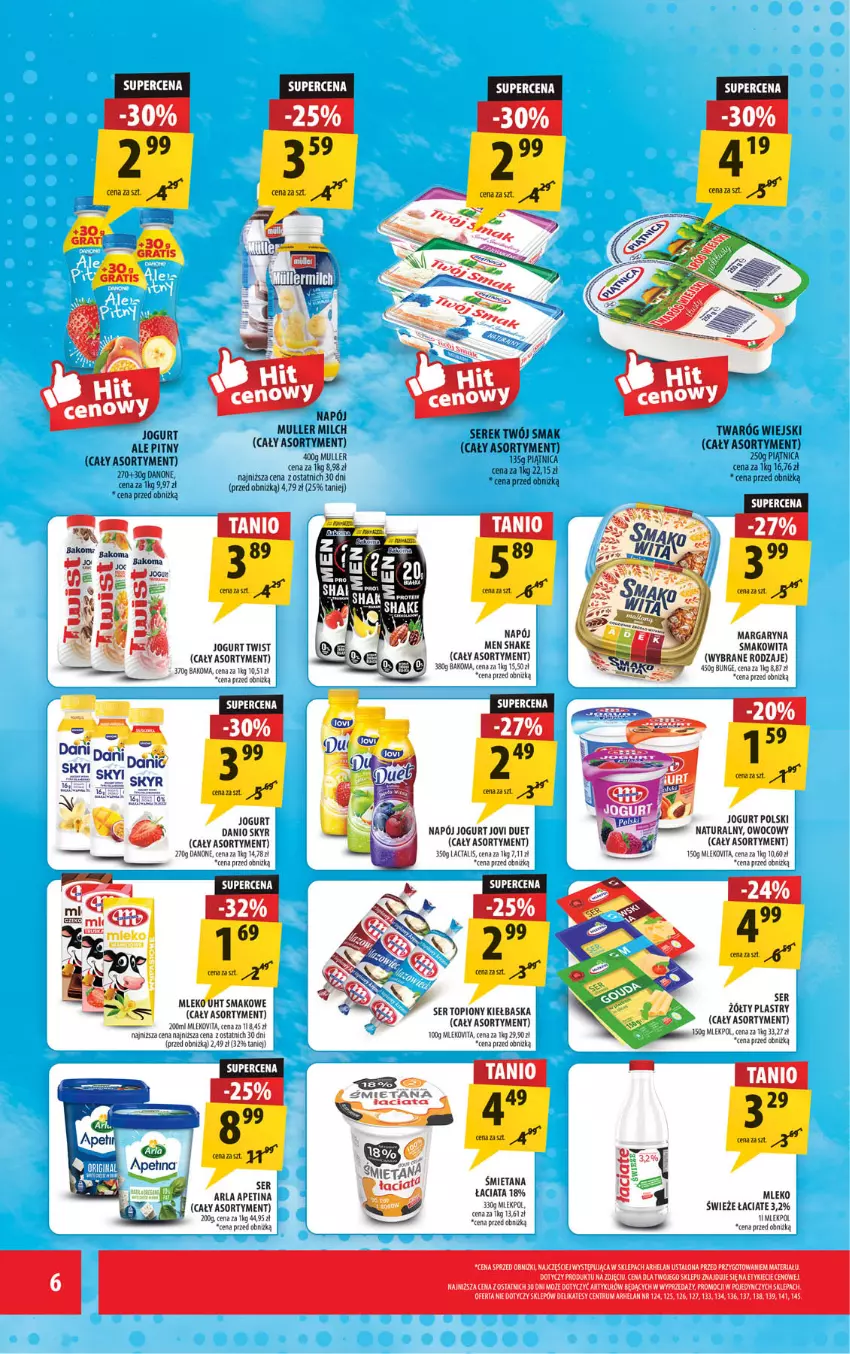Gazetka promocyjna Arhelan - Gazetka - ważna 08.05 do 17.05.2026 - strona 6 - produkty: Danio, Danone, Jogurt, Margaryna, Mleko, Napój, Piątnica, Rum, Ser, Ser topiony, Serek, Smakowita, Top, Twaróg, Twój Smak