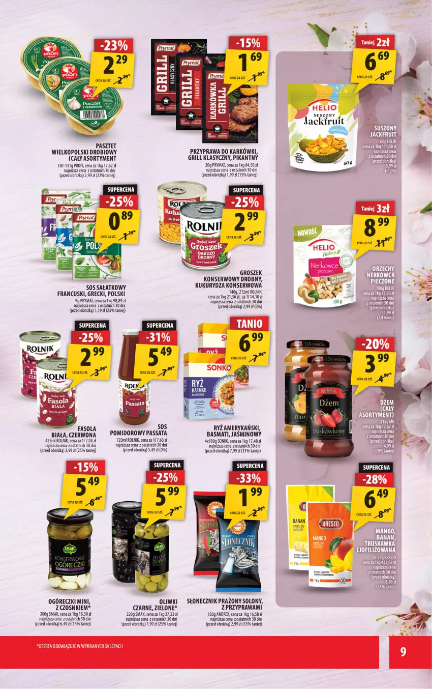 Gazetka promocyjna Arhelan - Gazetka - ważna 08.05 do 17.05.2026 - strona 9 - produkty: Fa, Fasola, Grill, Groszek, Helio, Kukurydza, Kukurydza konserwowa, Oliwki, Oliwki czarne, Pasztet, Prymat, Rolnik, Ryż, Sałat, Ser, Słonecznik prażony, Sonko
