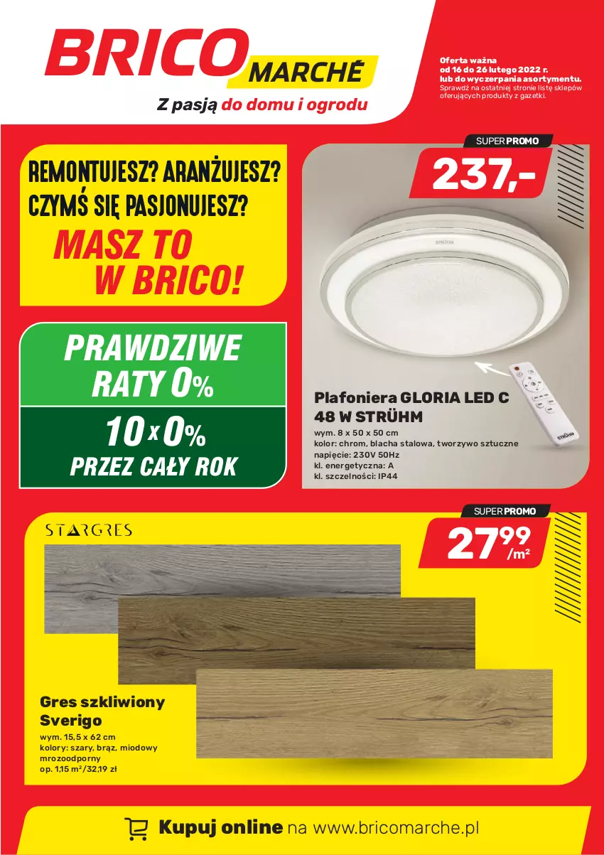 Gazetka promocyjna Bricomarche - Gazetka - ważna 16.02 do 26.02.2022 - strona 1 - produkty: Gres, Gres szkliwiony, Plafon, Por