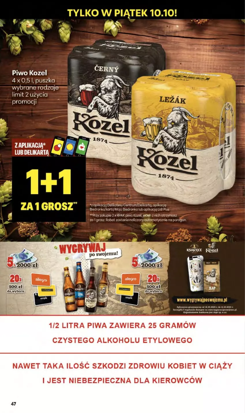 Gazetka promocyjna Delikatesy Centrum - Franczyza DC41 Czwartek - ważna 09.10 do 15.10.2025 - strona 47 - produkty: Dron, Gala, Gra, Gry, Kozel, Piec, Piwa, Piwo