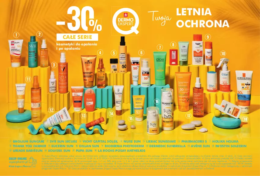 Gazetka promocyjna Super Pharm - Gazetka - ważna 13.06 do 04.07.2024 - strona 16 - produkty: Acer, Avène, Bioderma, Dermedic, Dres, Emolium, Fa, Gra, Helio, Holika Holika, Iwostin, La Roche-Posay, Lierac, Nuxe, Oillan, Pharmaceris, Pupa, Ser, SVR, Vichy