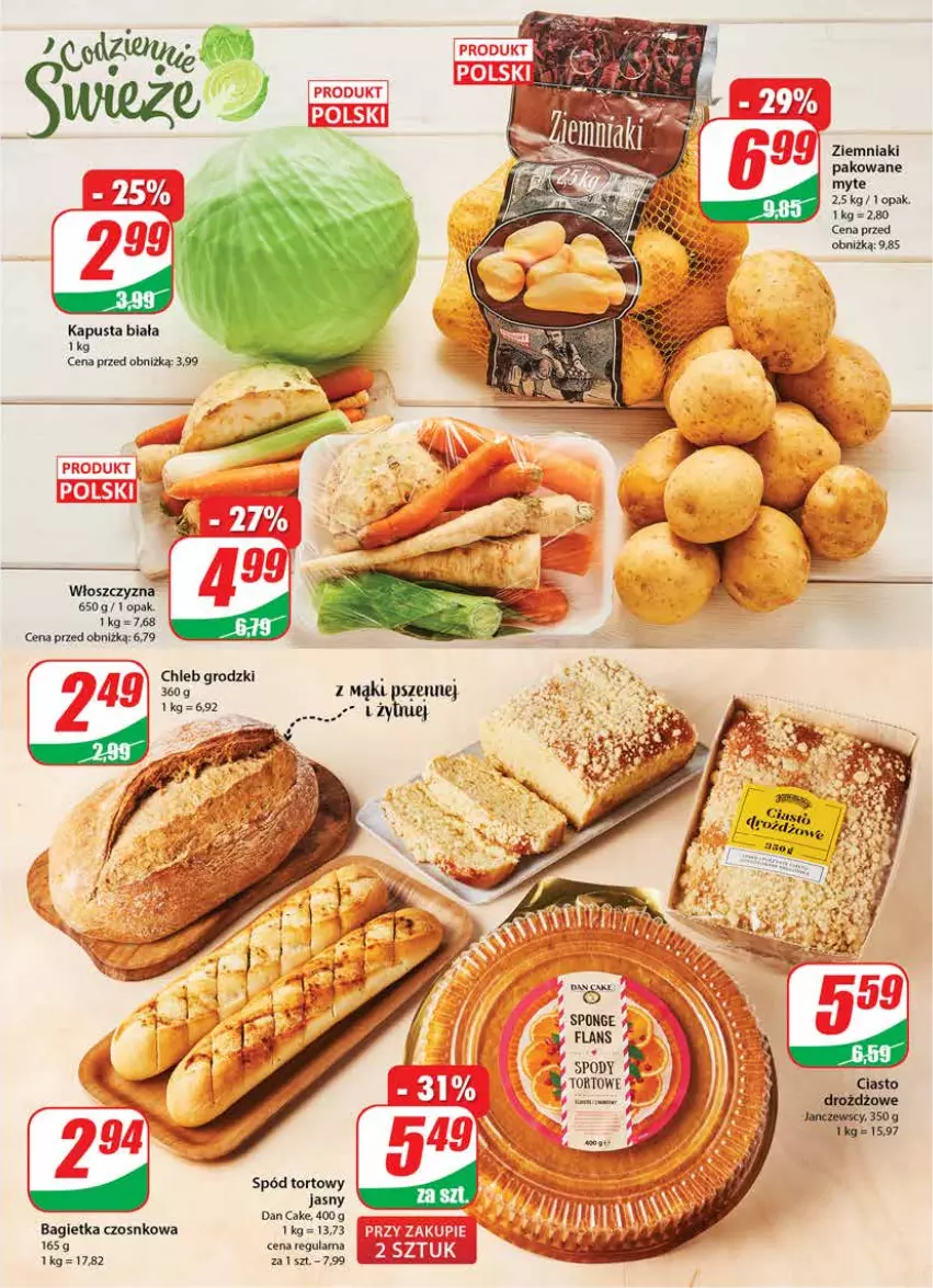 Gazetka promocyjna Dino - Gazetka 34 - ważna 23.08 do 29.08.2023 - strona 11 - produkty: Bagietka, Bagietka czosnkowa, Chleb, Dan Cake, LG, Ziemniaki