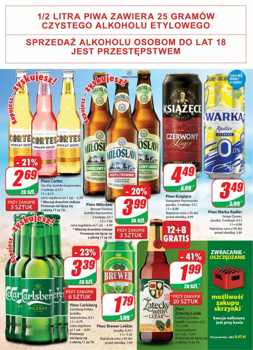 Gazetka promocyjna Dino - Gazetka 34 - ważna 23.08 do 29.08.2023 - strona 16 - produkty: Carlsberg, Fortuna, Książęce, Piwo, Pur, Radler, Warka