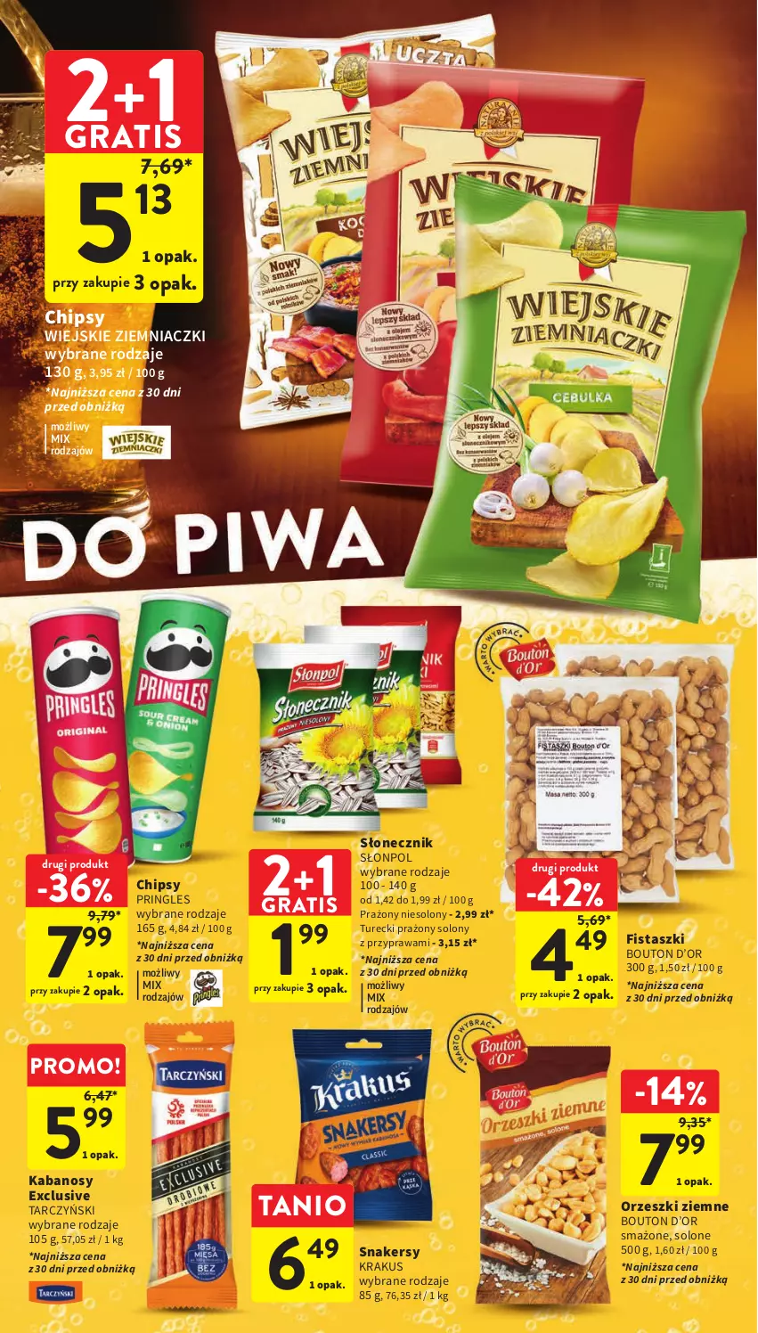 Gazetka promocyjna Intermarche - Gazetka Intermarche - ważna 03.08 do 09.09.2023 - strona 13 - produkty: Chipsy, Gra, Kabanos, Krakus, Orzeszki, Orzeszki ziemne, Pringles, Słonpol, Tarczyński