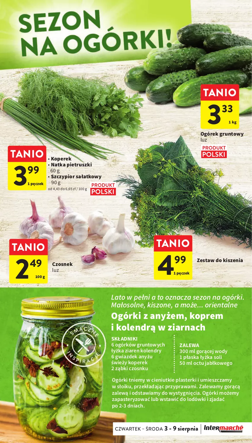 Gazetka promocyjna Intermarche - Gazetka Intermarche - ważna 03.08 do 09.09.2023 - strona 14 - produkty: Czosnek, Grunt, Natka pietruszki, Ogórek, Plasterki, Sałat