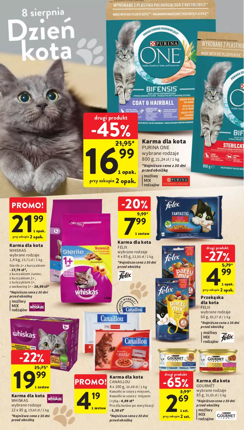 Gazetka promocyjna Intermarche - Gazetka Intermarche - ważna 03.08 do 09.09.2023 - strona 33 - produkty: Canaillou, Felix, Kawa, Kurczak, Pur, Purina, Sos, Tuńczyk, Whiskas