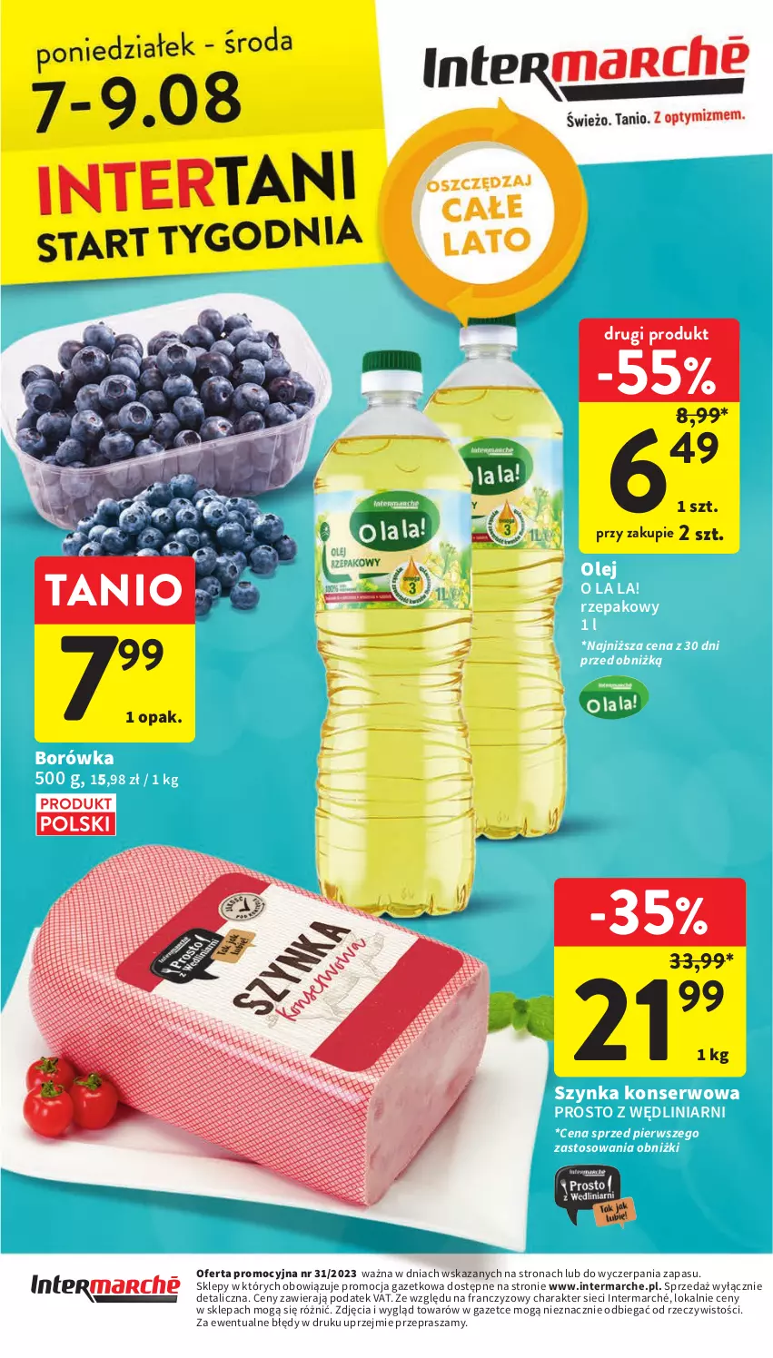 Gazetka promocyjna Intermarche - Gazetka Intermarche - ważna 03.08 do 09.09.2023 - strona 41 - produkty: Borówka, Olej, Ser, Szynka, Szynka konserwowa