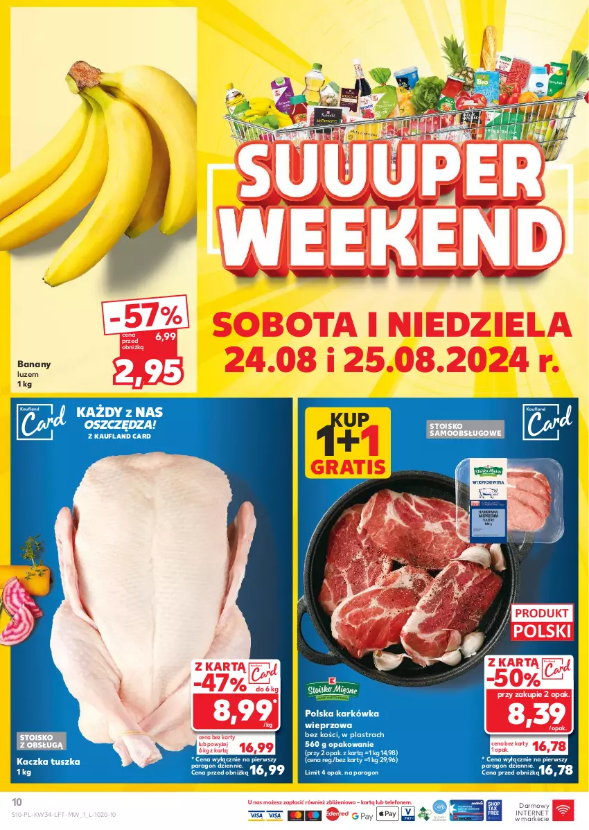 Gazetka promocyjna Kaufland - Gazetka tygodnia - ważna 22.08 do 28.08.2024 - strona 10 - produkty: Banany, Gra, Kaczka, Karkówka wieprzowa, Tusz