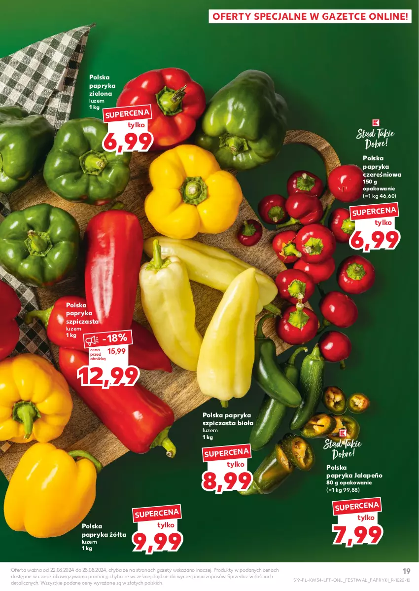 Gazetka promocyjna Kaufland - Gazetka tygodnia - ważna 22.08 do 28.08.2024 - strona 19 - produkty: Papryka, Papryka żółta, Szpic