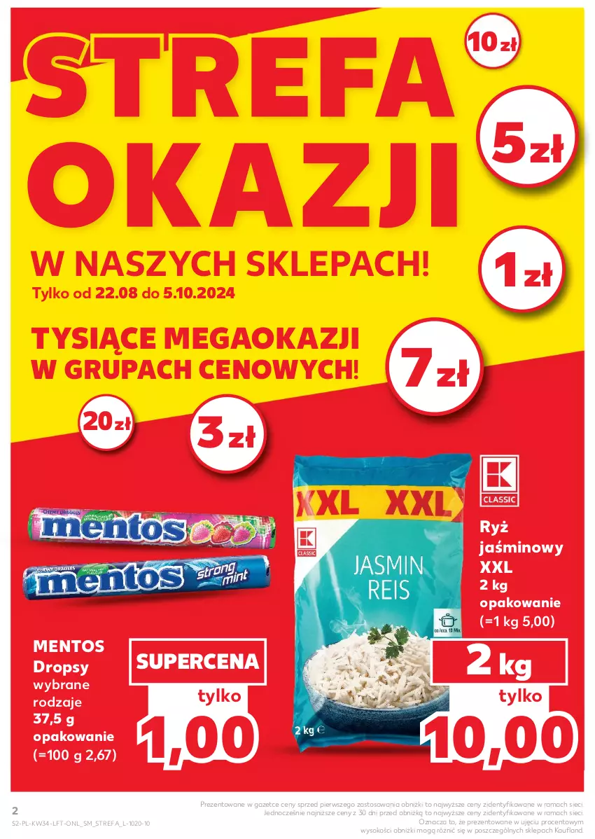 Gazetka promocyjna Kaufland - Gazetka tygodnia - ważna 22.08 do 28.08.2024 - strona 2 - produkty: Fa, Mentos, Rama, Ryż, Sok