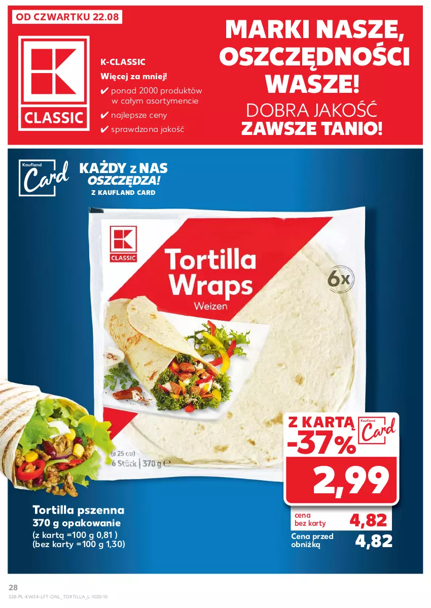 Gazetka promocyjna Kaufland - Gazetka tygodnia - ważna 22.08 do 28.08.2024 - strona 28 - produkty: Tortilla