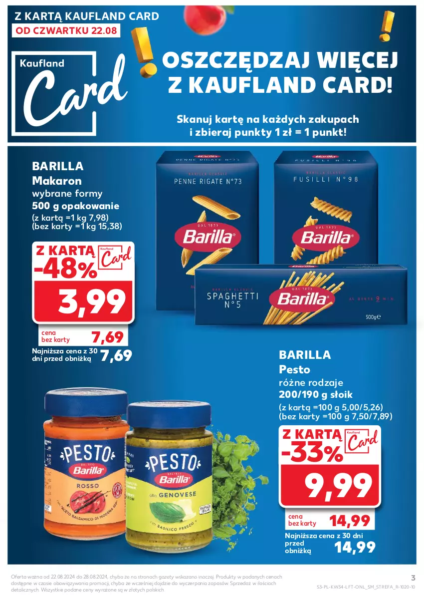 Gazetka promocyjna Kaufland - Gazetka tygodnia - ważna 22.08 do 28.08.2024 - strona 3 - produkty: Barilla, Fa, Makaron, Pesto