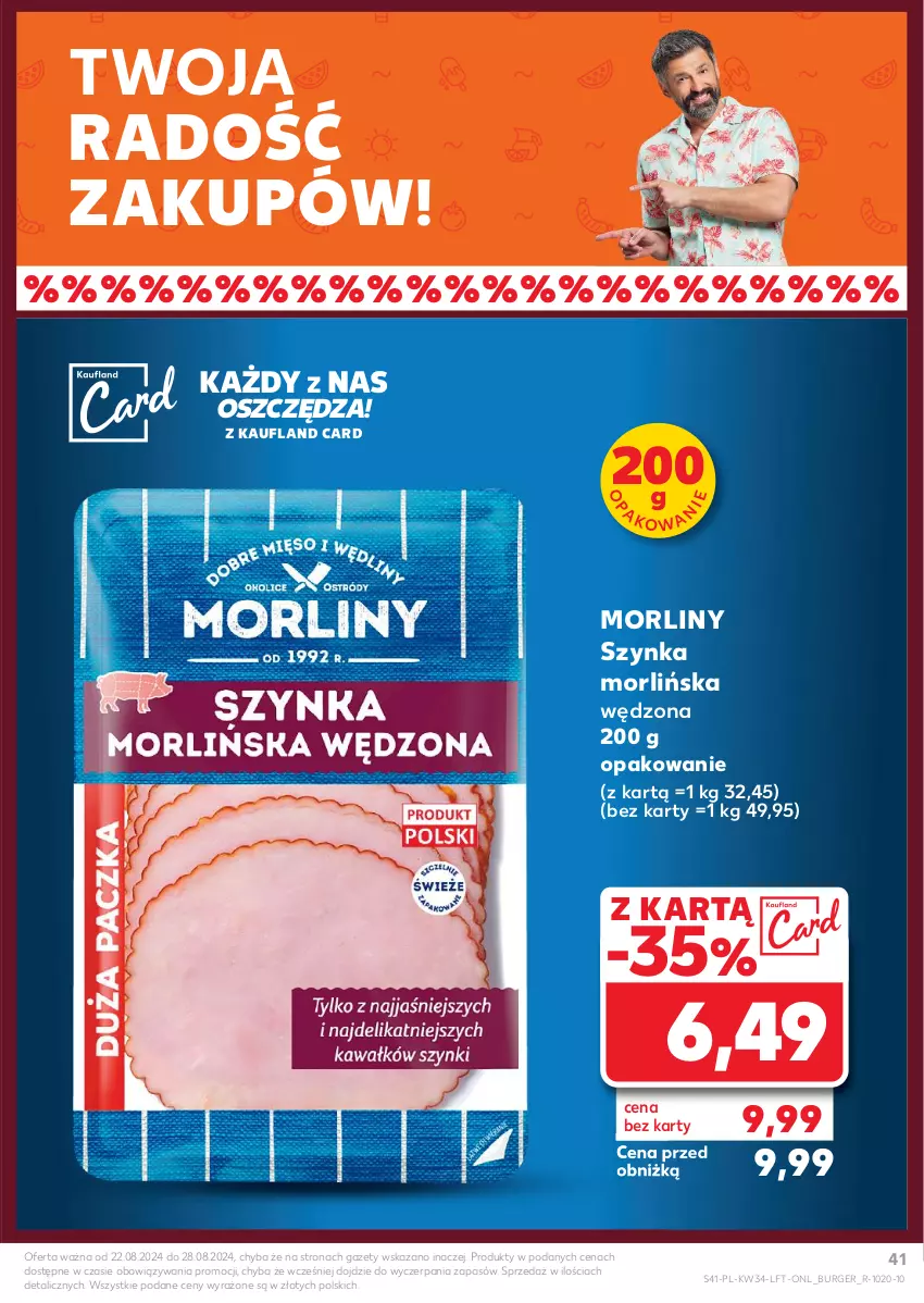 Gazetka promocyjna Kaufland - Gazetka tygodnia - ważna 22.08 do 28.08.2024 - strona 41 - produkty: Burger, Morliny, Szynka