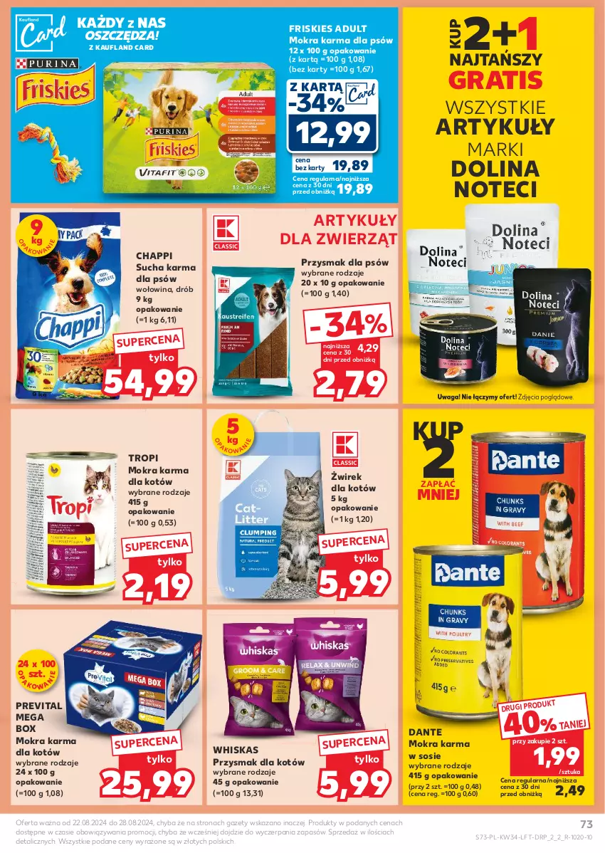 Gazetka promocyjna Kaufland - Gazetka tygodnia - ważna 22.08 do 28.08.2024 - strona 73 - produkty: Chappi, Drób, Friskies, Gra, Mokra karma, Sos, Sucha karma, Waga, Whiskas, Wołowina