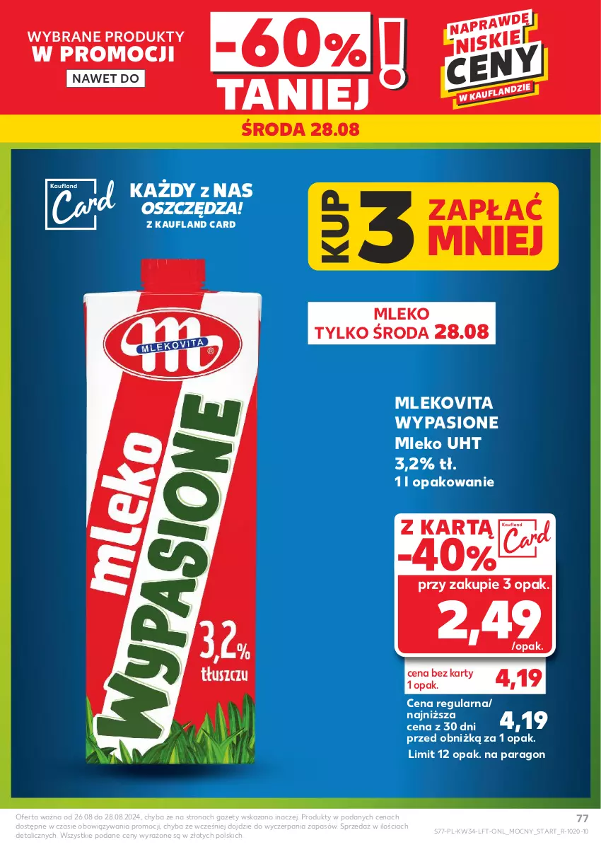 Gazetka promocyjna Kaufland - Gazetka tygodnia - ważna 22.08 do 28.08.2024 - strona 77 - produkty: Mleko, Mlekovita