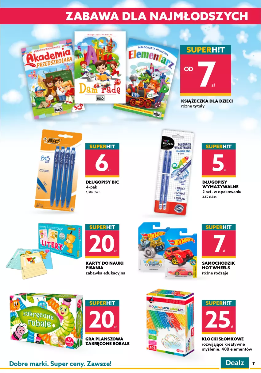 Gazetka promocyjna Dealz - Gazetka na otwarcie - Olsztyn - ważna 17.09 do 01.10.2021 - strona 7 - produkty: Aquaphor, BIC, Chodzik, Długopis, Dzbanek, Dzbanek filtrujący, Dzieci, Gra, Hot Wheels, Kabel USB, Karafka, Klocki, Podgrzewacze, Pojemnik, Zabawka