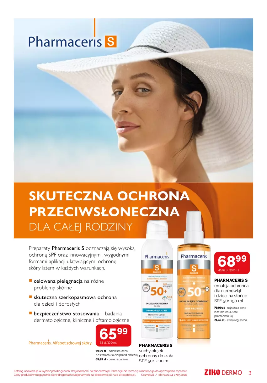 Gazetka promocyjna Ziko - Gazetka Ziko Dermo - ważna 22.04 do 27.04.2026 - strona 3 - produkty: Acer, Apteka, Dzieci, Emulsja, Olej, Pharmaceris