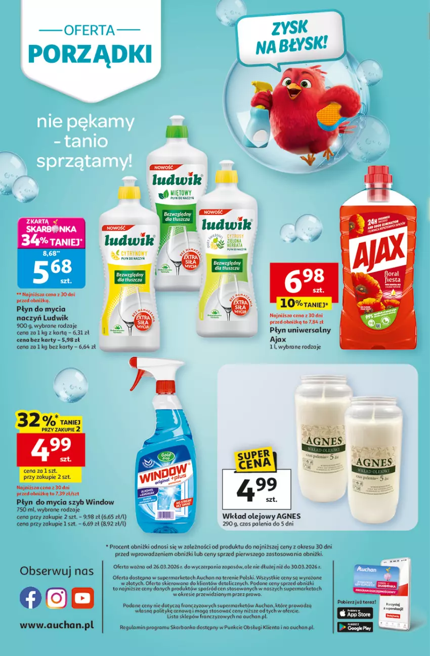 Gazetka promocyjna Auchan - Gazetka 30 Lat Supermarket Auchan - ważna 26.03 do 30.03.2026 - strona 8 - produkty: Ajax, Do mycia naczyń, Gra, Ludwik, Olej, Płyn do mycia, Płyn do mycia naczyń, Ser, Tera, Wkład olejowy
