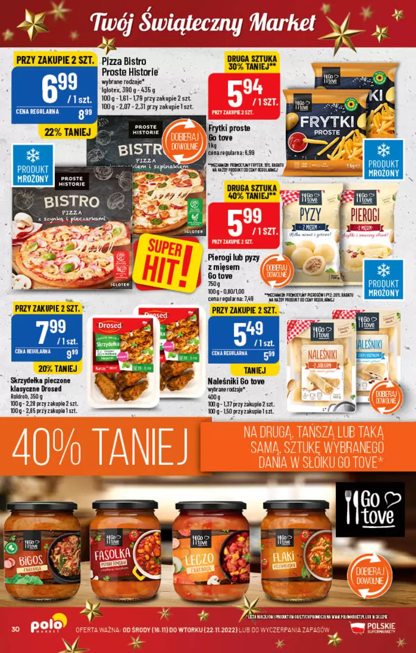 Gazetka promocyjna PoloMarket - Gazetka pomocyjna - ważna 16.11 do 22.11.2022 - strona 30 - produkty: Frytki, LG, Naleśniki, Piec, Pierogi, Pizza, Skrzydełka pieczone