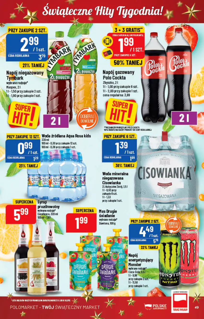 Gazetka promocyjna PoloMarket - Gazetka pomocyjna - ważna 16.11 do 22.11.2022 - strona 49 - produkty: Cisowianka, Dawtona, Gra, LANA, Mus, Napój, Napój gazowany, Napój niegazowany, Syrop, Tymbark, Woda, Woda mineralna