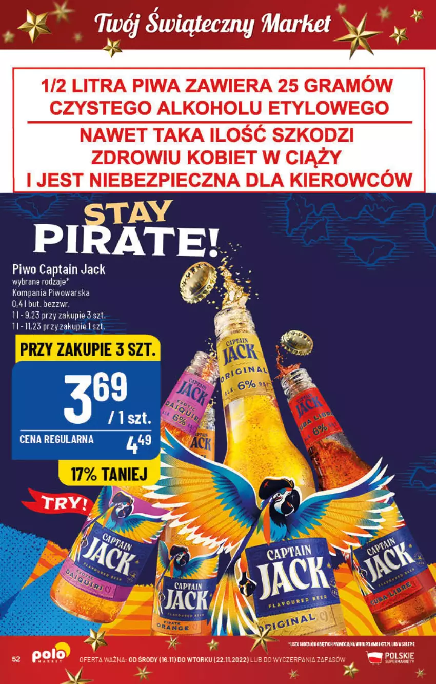 Gazetka promocyjna PoloMarket - Gazetka pomocyjna - ważna 16.11 do 22.11.2022 - strona 52 - produkty: Captain Jack, Fa, Gra, Piec, Piwa, Piwo, Por