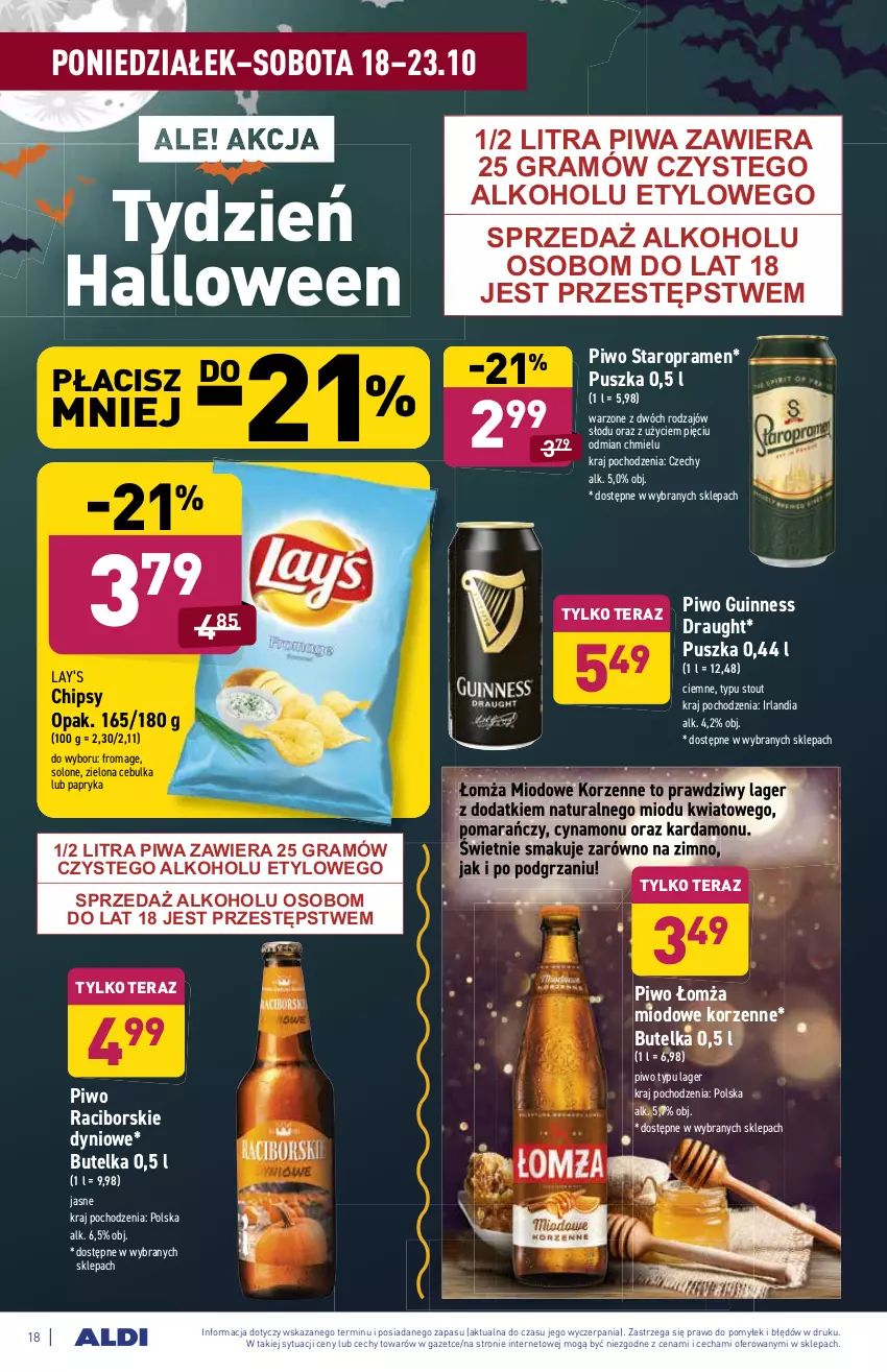 Gazetka promocyjna Aldi - ważna 18.10 do 23.10.2021 - strona 18 - produkty: Chipsy, Gra, Lay’s, Papryka, Piwa, Piwo, Tera