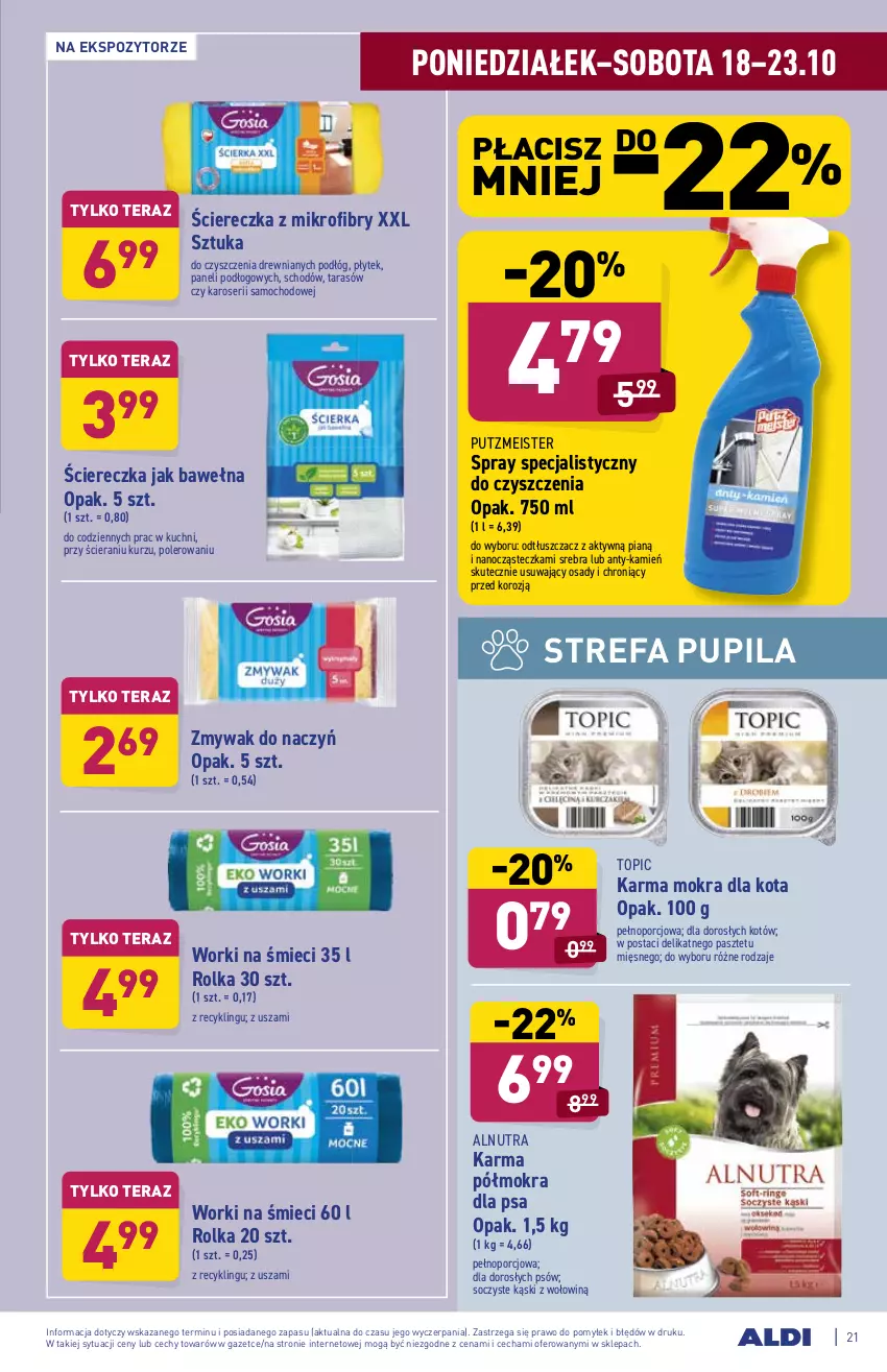 Gazetka promocyjna Aldi - ważna 18.10 do 23.10.2021 - strona 21 - produkty: Fa, Odtłuszczacz, Pasztet, Por, Putzmeister, Ser, Tera, Top, Wełna, Worki na śmiec, Worki na śmieci