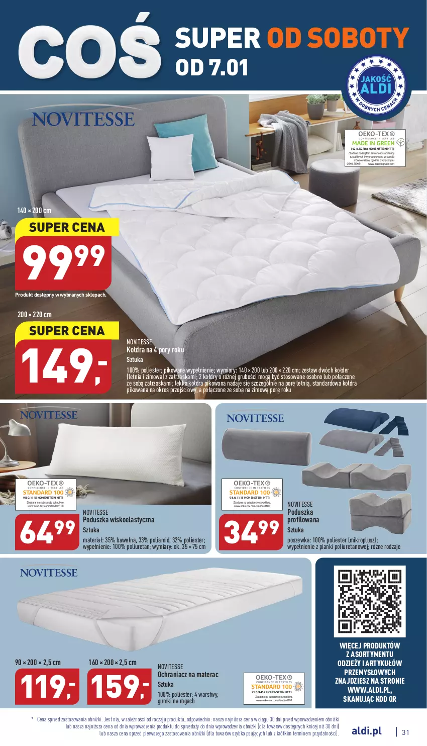 Gazetka promocyjna Aldi - Pełny katalog - ważna 02.01 do 07.01.2022 - strona 31 - produkty: K2, Kołdra, Materac, Ochraniacz na materac, Poduszka, Por, Poszewka, Tera, Wełna