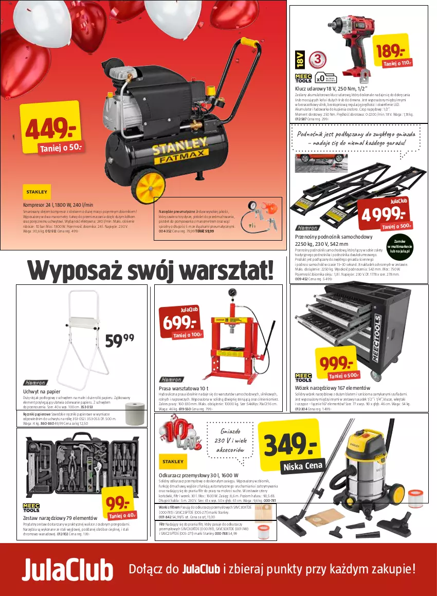 Gazetka promocyjna Jula - Gazetka - ważna 19.03 do 07.04.2021 - strona 4 - produkty: Akumulator, Ciśnieniomierz, Dźwig, Garaż, Klucz udarowy, Kompresor, Odkurzacz, Odkurzacz przemysłowy, Olej, Papier, Pistolet, Por, Ręcznik, Ręczniki papierowe, Rolki, Samochód, Silan, Sok, Stojak, Szczypce, Tera, Top, Waga, Warka, Wkręt, Wózek, Zestaw narzędzi