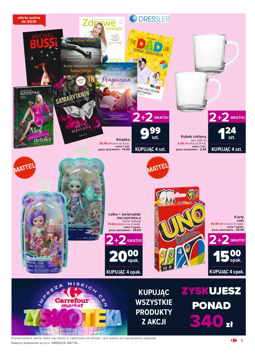 Gazetka promocyjna Carrefour - Gazetka Market Zyskoteka - ważna 19.10 do 24.10.2021 - strona 5 - produkty: Dres, Enchantimals, Gra, Książka, Kubek, Lalka, Mattel