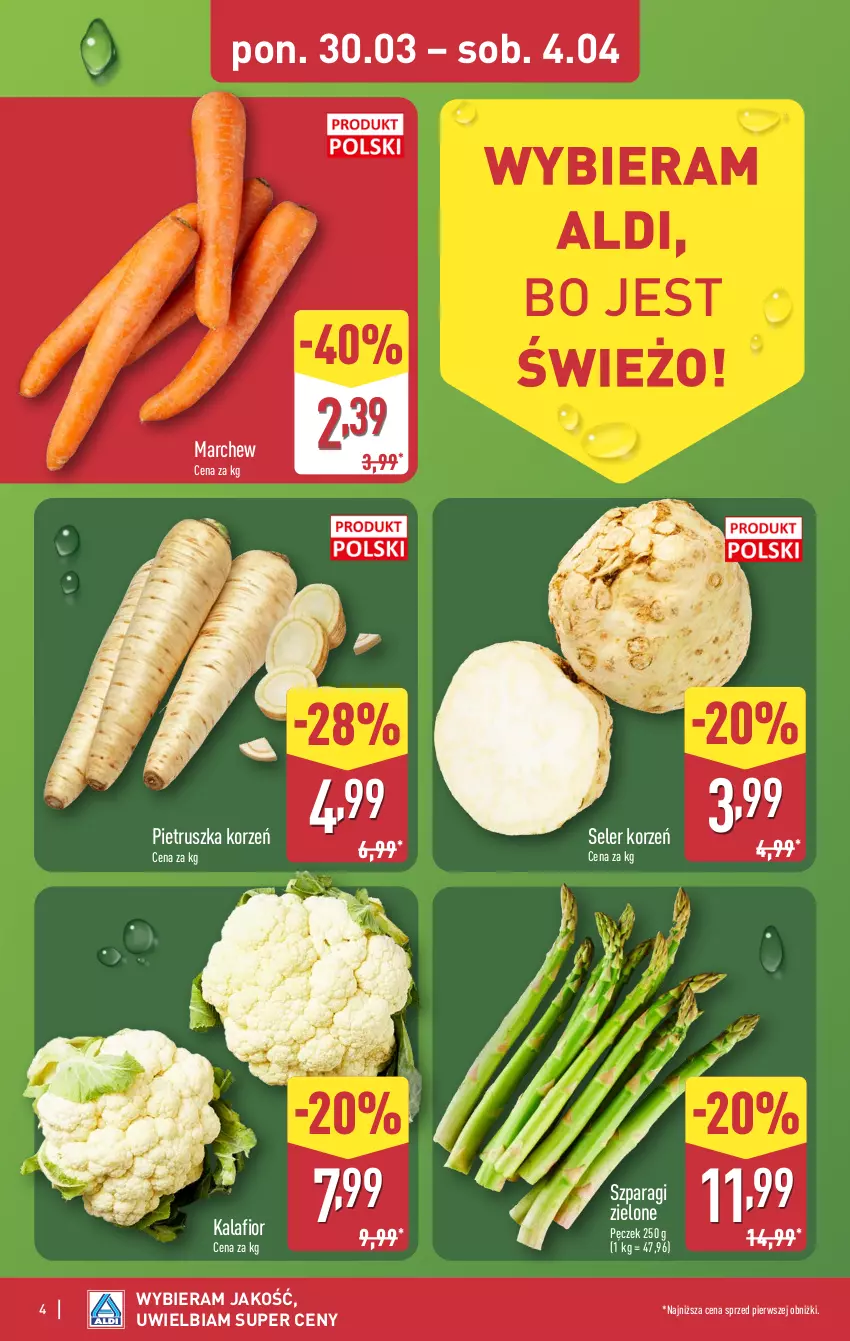 Gazetka promocyjna Aldi - Pełna oferta - ważna 30.03 do 04.04.2026 - strona 4 - produkty: Kalafior, Pietruszka, Seler korzeń