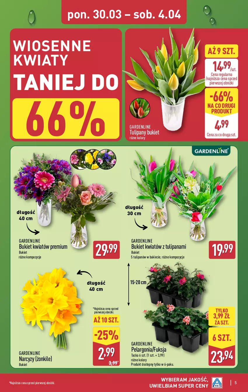 Gazetka promocyjna Aldi - Pełna oferta - ważna 30.03 do 04.04.2026 - strona 5 - produkty: Bukiet, Narcyz, Tulipan