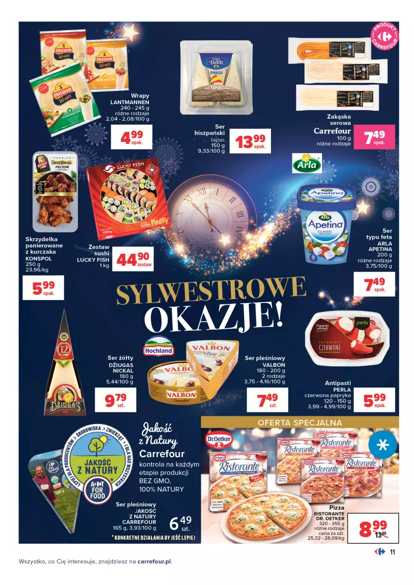 Gazetka promocyjna Carrefour - Gazetka Carrefour - ważna 28.12.2021 do 09.01.2022 - strona 11 - produkty: Dr. Oetker, Kret, Kurczak, Piec, Ser, Ser pleśniowy, Sushi