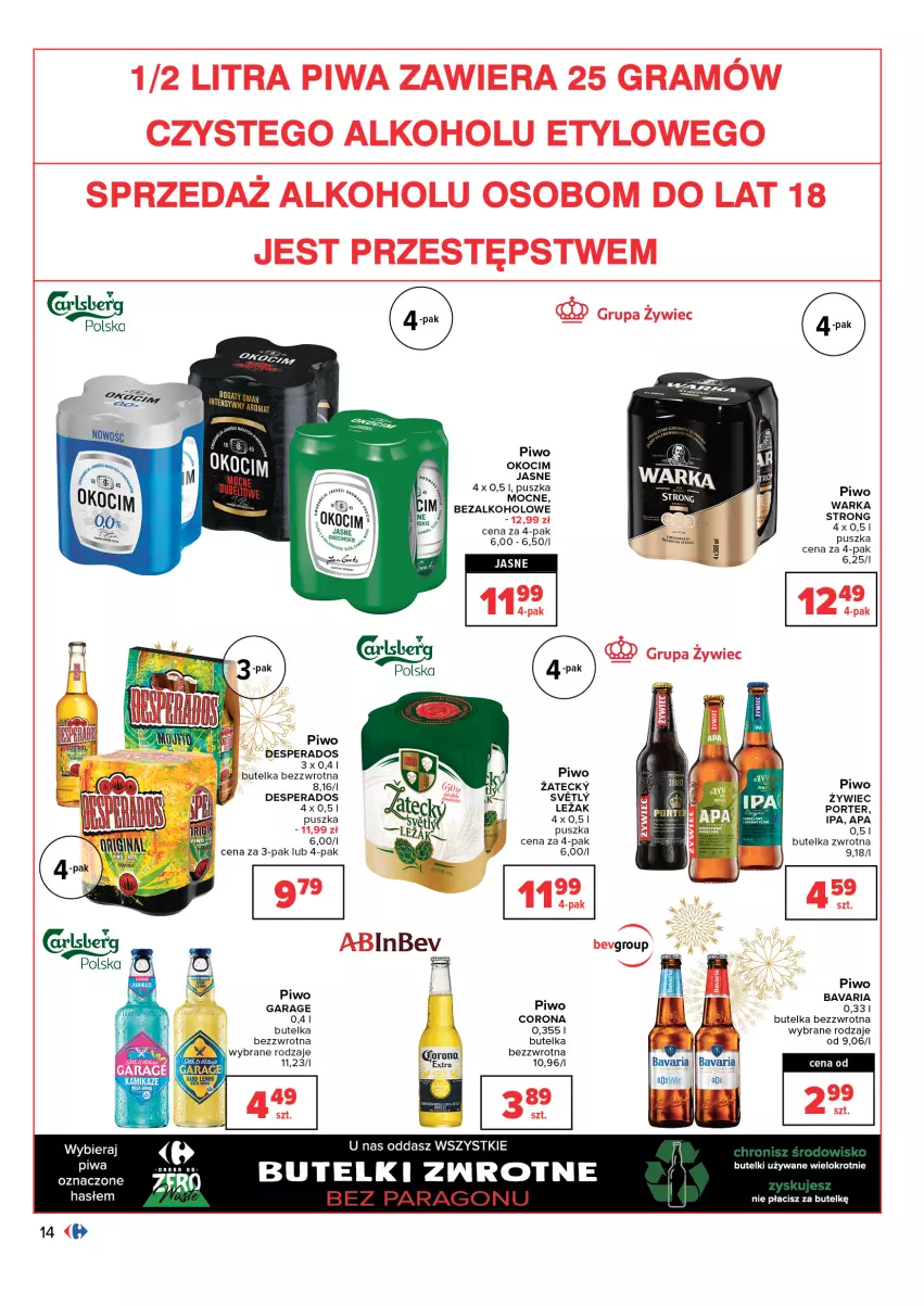 Gazetka promocyjna Carrefour - Gazetka Carrefour - ważna 28.12.2021 do 09.01.2022 - strona 14 - produkty: Desperados, Gra, Koc, Okocim, Piwa, Piwo, Por, Warka