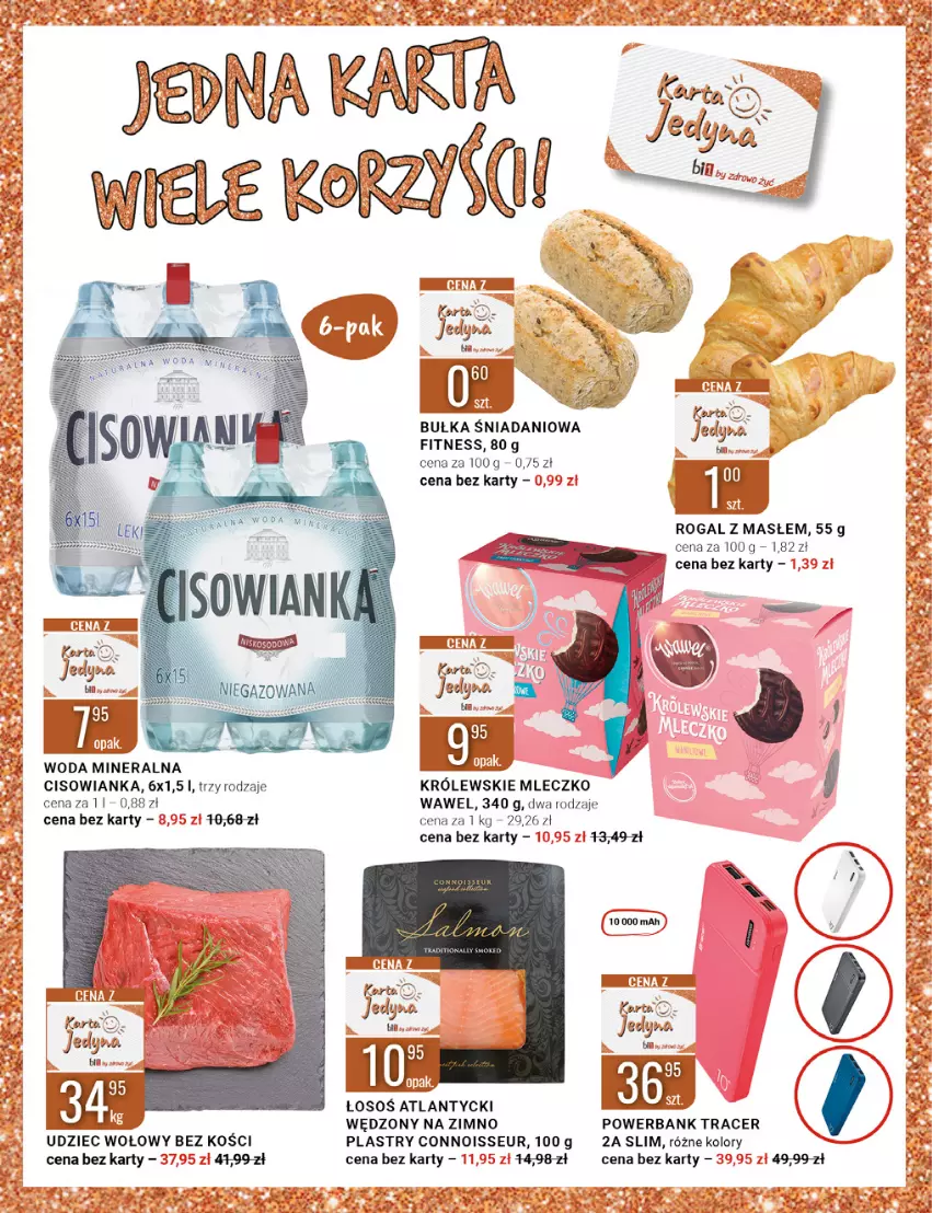 Gazetka promocyjna Bi1 - Na upalne dni - ważna 27.07 do 02.08.2022 - strona 13 - produkty: Acer, Bułka, Cisowianka, Danio, Powerbank, Rogal, Udziec wołowy, Wawel, Woda, Woda mineralna