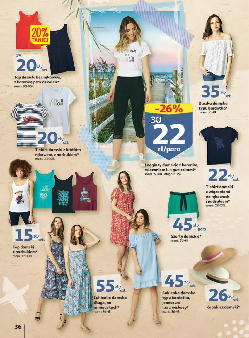 Gazetka promocyjna Auchan - Megapromocje są w cenie Hipermarkety - ważna 12.05 do 18.05.2022 - strona 36 - produkty: Gin, Kawa, Legginsy, Sukienka, Szorty, T-shirt, Top