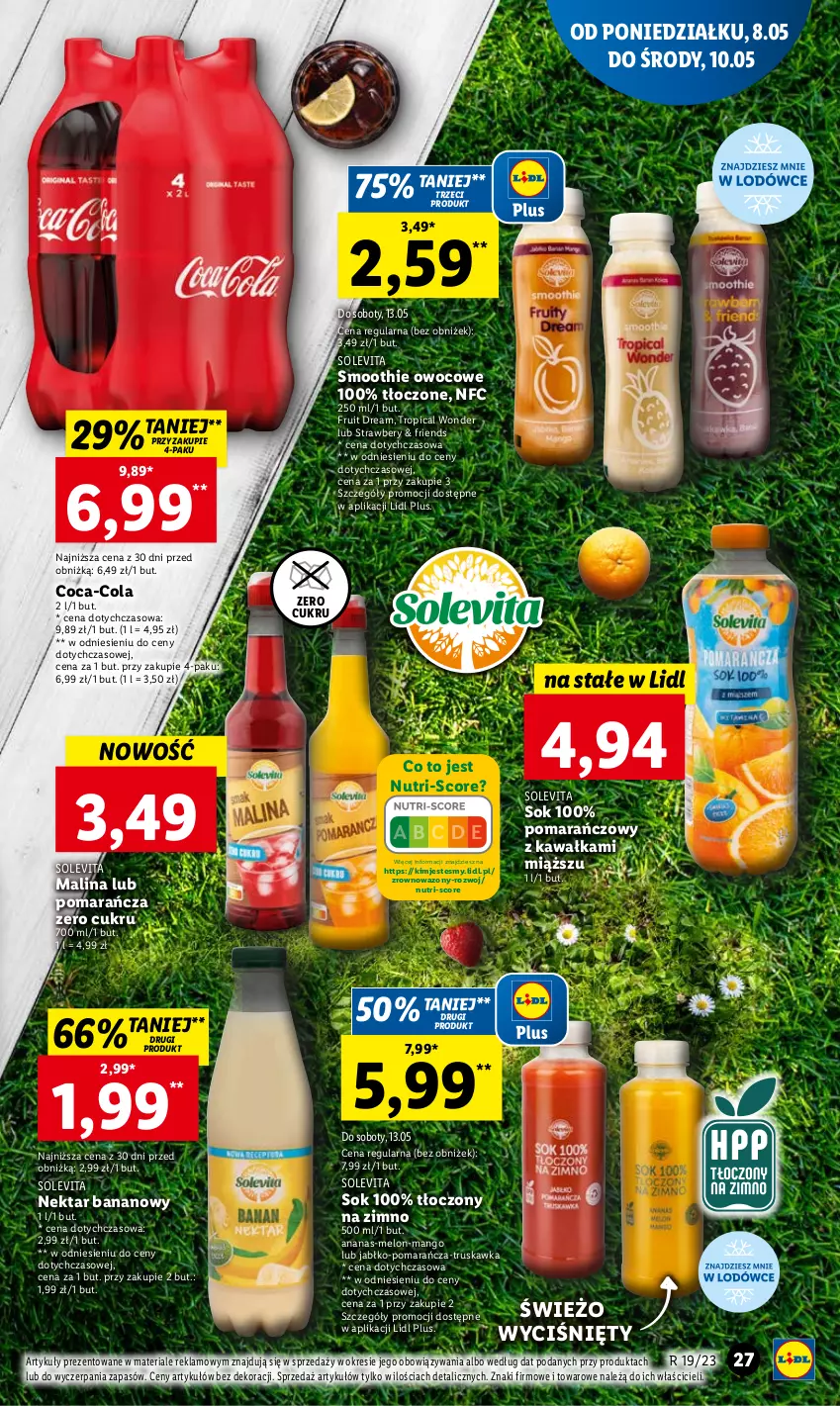 Gazetka promocyjna Lidl - GAZETKA - ważna 08.05 do 10.05.2023 - strona 31 - produkty: Ananas, Coca-Cola, Kawa, Mango, Melon, Nektar, Nektar bananowy, Smoothie, Sok, Tropical, Wazon