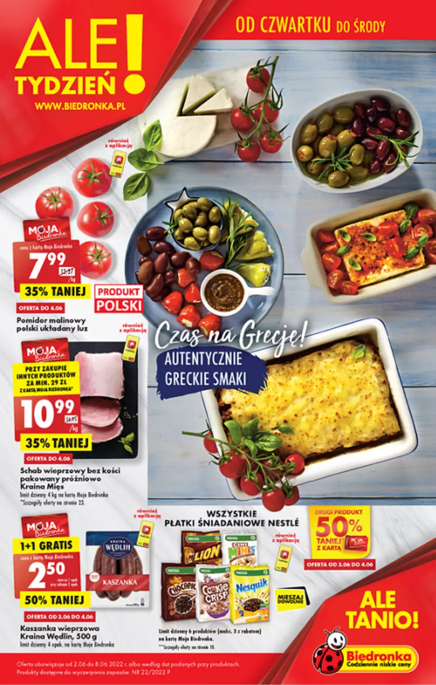 Gazetka promocyjna Biedronka - ważna 02.06 do 08.06.2022 - strona 1 - produkty: Danio, Fa, Gra, Kasza, Kaszanka, Rosie, Schab wieprzowy