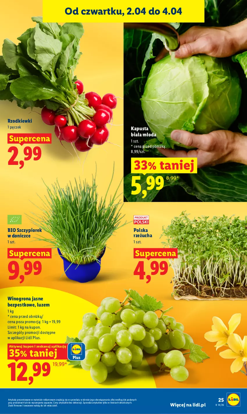 Gazetka promocyjna Lidl - Gazetka ważna od 2.04 do 4.04 - ważna 02.04 do 04.04.2026 - strona 25 - produkty: Rzeżucha, Wino, Winogrona