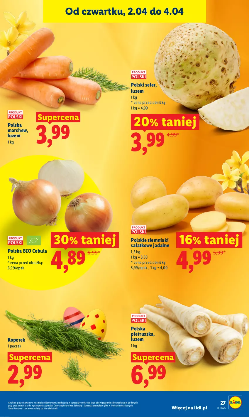 Gazetka promocyjna Lidl - Gazetka ważna od 2.04 do 4.04 - ważna 02.04 do 04.04.2026 - strona 27 - produkty: Cebula, Pietruszka, Sałat, Ziemniaki
