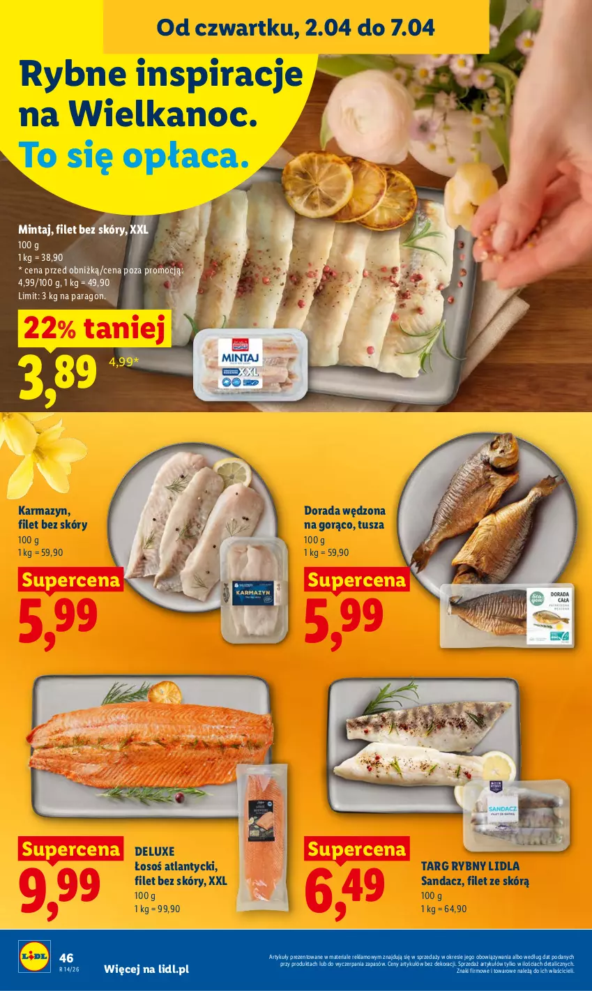 Gazetka promocyjna Lidl - Gazetka ważna od 2.04 do 4.04 - ważna 02.04 do 04.04.2026 - strona 48 - produkty: Mintaj, Sandacz, Tusz