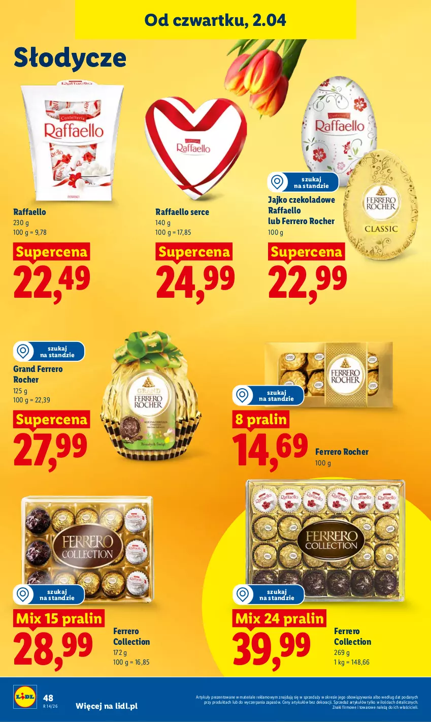Gazetka promocyjna Lidl - Gazetka ważna od 2.04 do 4.04 - ważna 02.04 do 04.04.2026 - strona 50 - produkty: Fa, Ferrero, Ferrero Rocher, Gra, Raffaello, Ser
