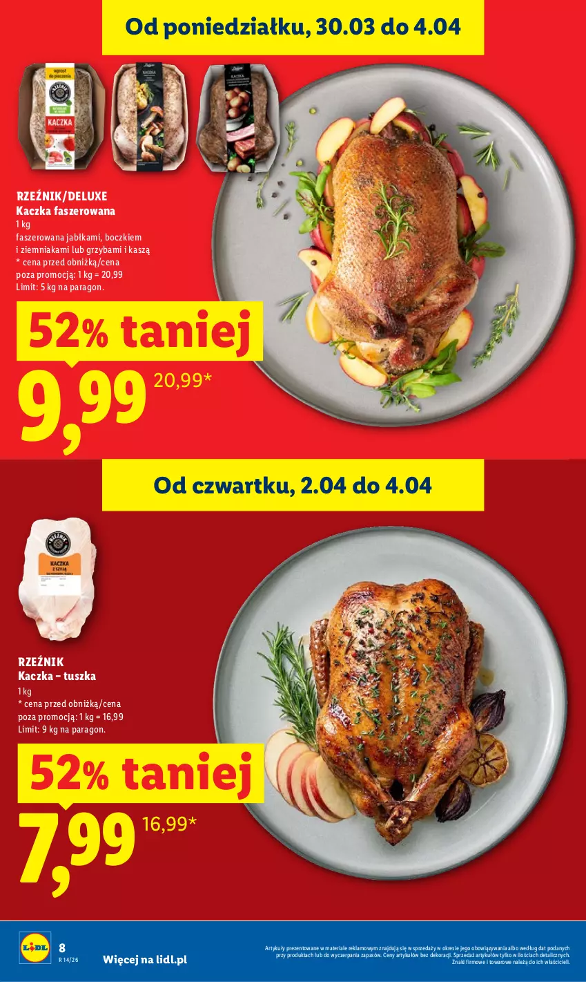 Gazetka promocyjna Lidl - Gazetka ważna od 2.04 do 4.04 - ważna 02.04 do 04.04.2026 - strona 8 - produkty: Fa, Jabłka, Kaczka, Kaczka faszerowana, Tusz