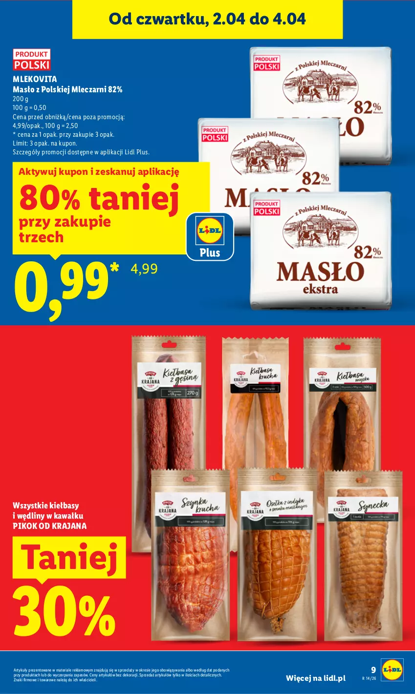 Gazetka promocyjna Lidl - Gazetka ważna od 2.04 do 4.04 - ważna 02.04 do 04.04.2026 - strona 9 - produkty: Kawa, Masło, Mleko, Mlekovita, PIKOK